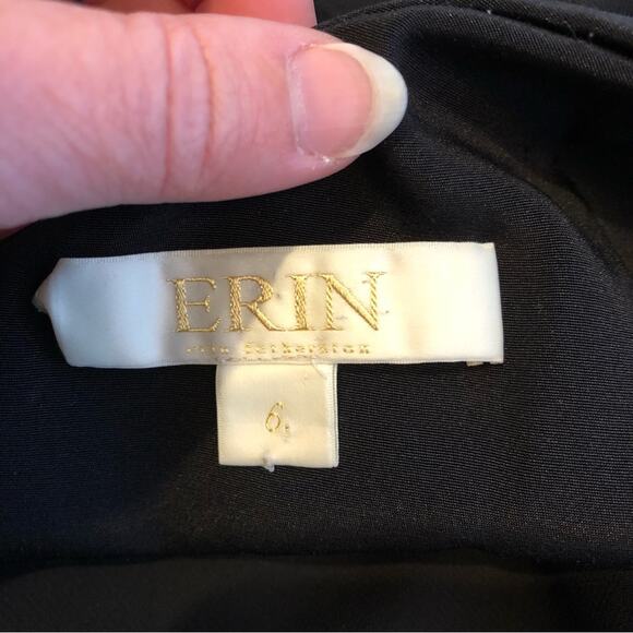 Erin Fetherston black sheer silk overlay one shoulder red strap dress size 6 - Picture 11 of 15